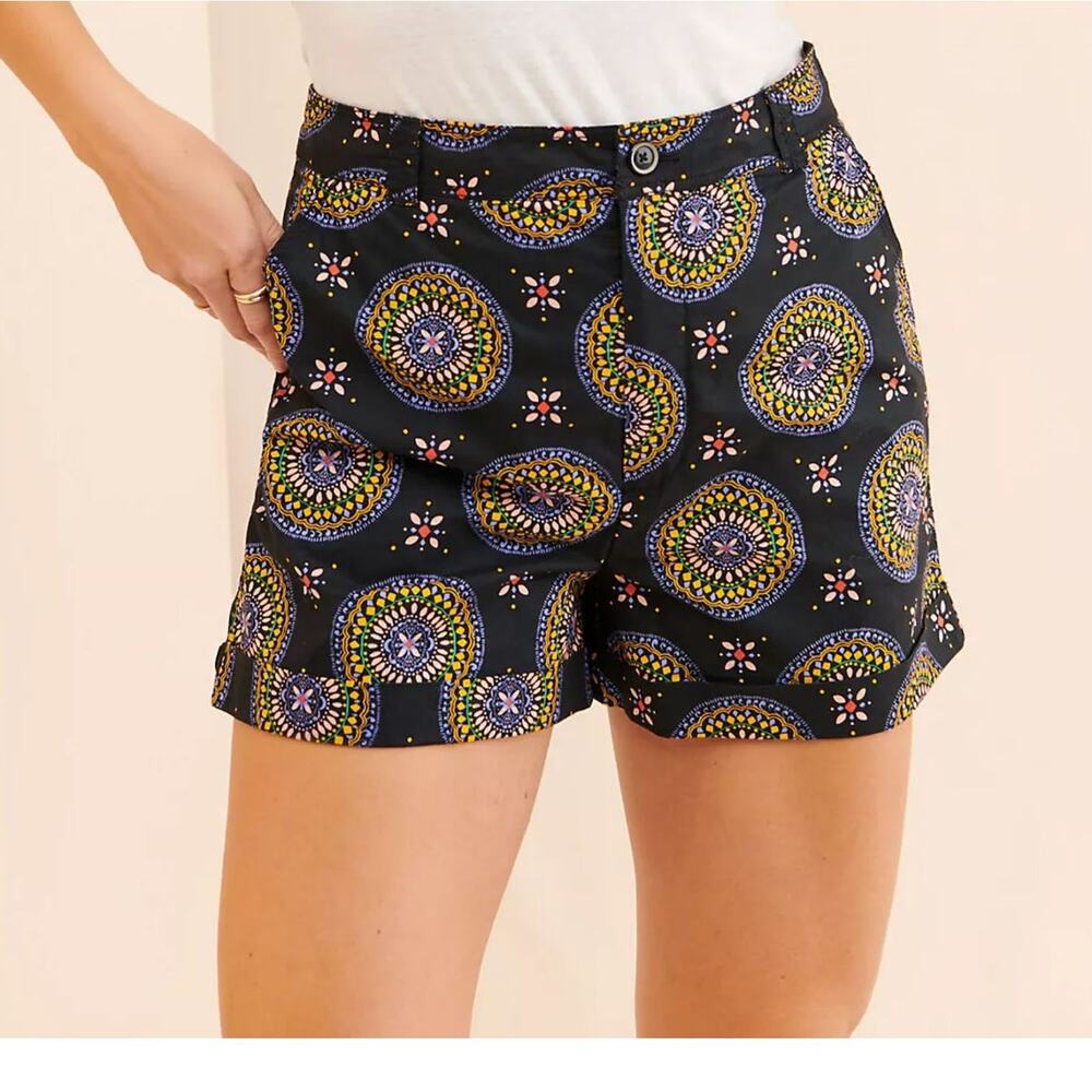 Anthropologie Maeve Abstract City Shorts 2 Women's Black Chino Shorts Casual